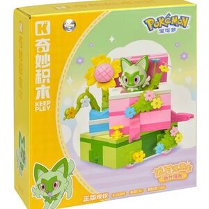 Original Pokemon DIY Assembled Building Blocks Toys - Sprigatito Train Anime